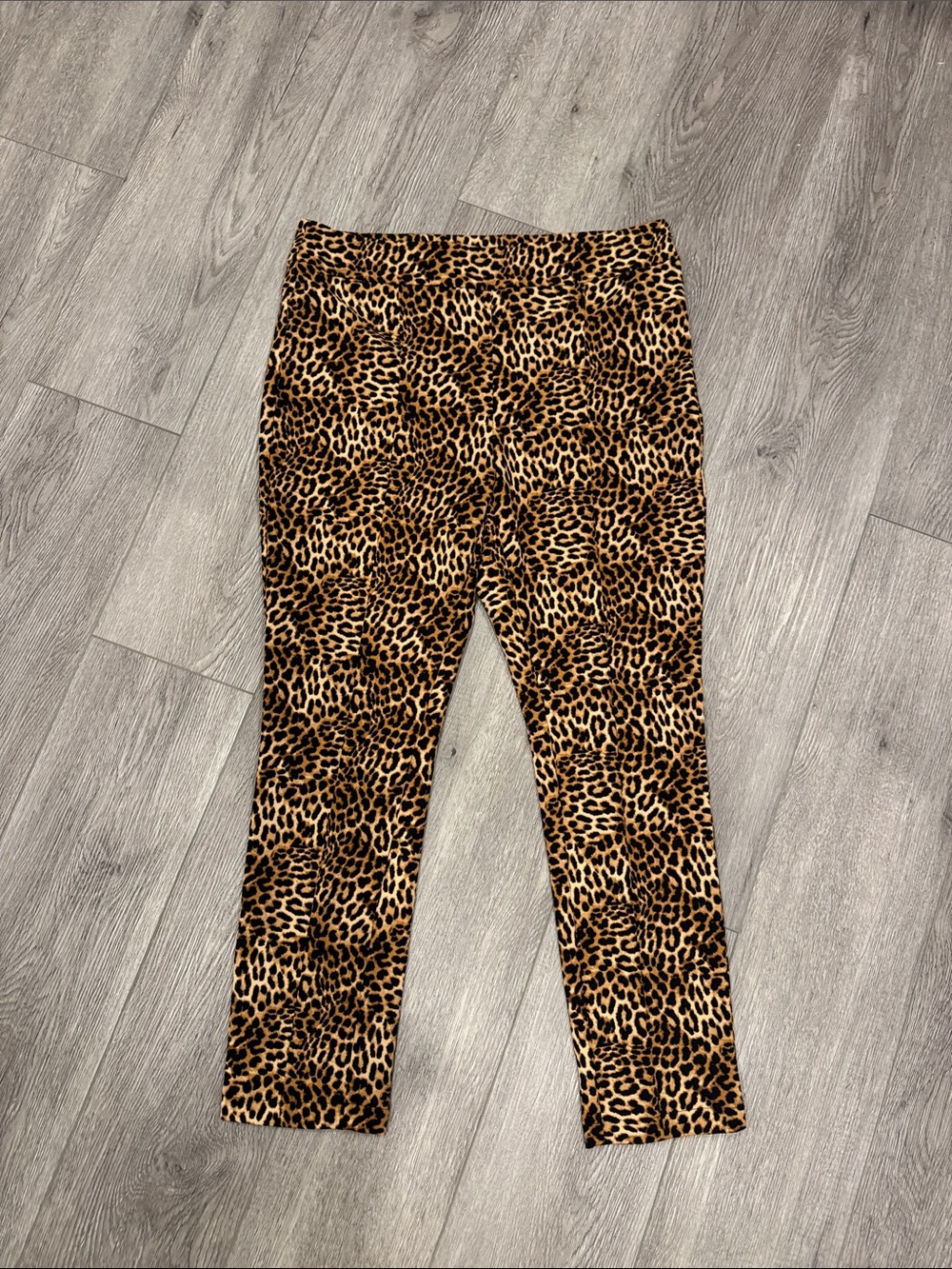 INC Leopard Print side zip ankle Pants - Brown Black Size 10 d9